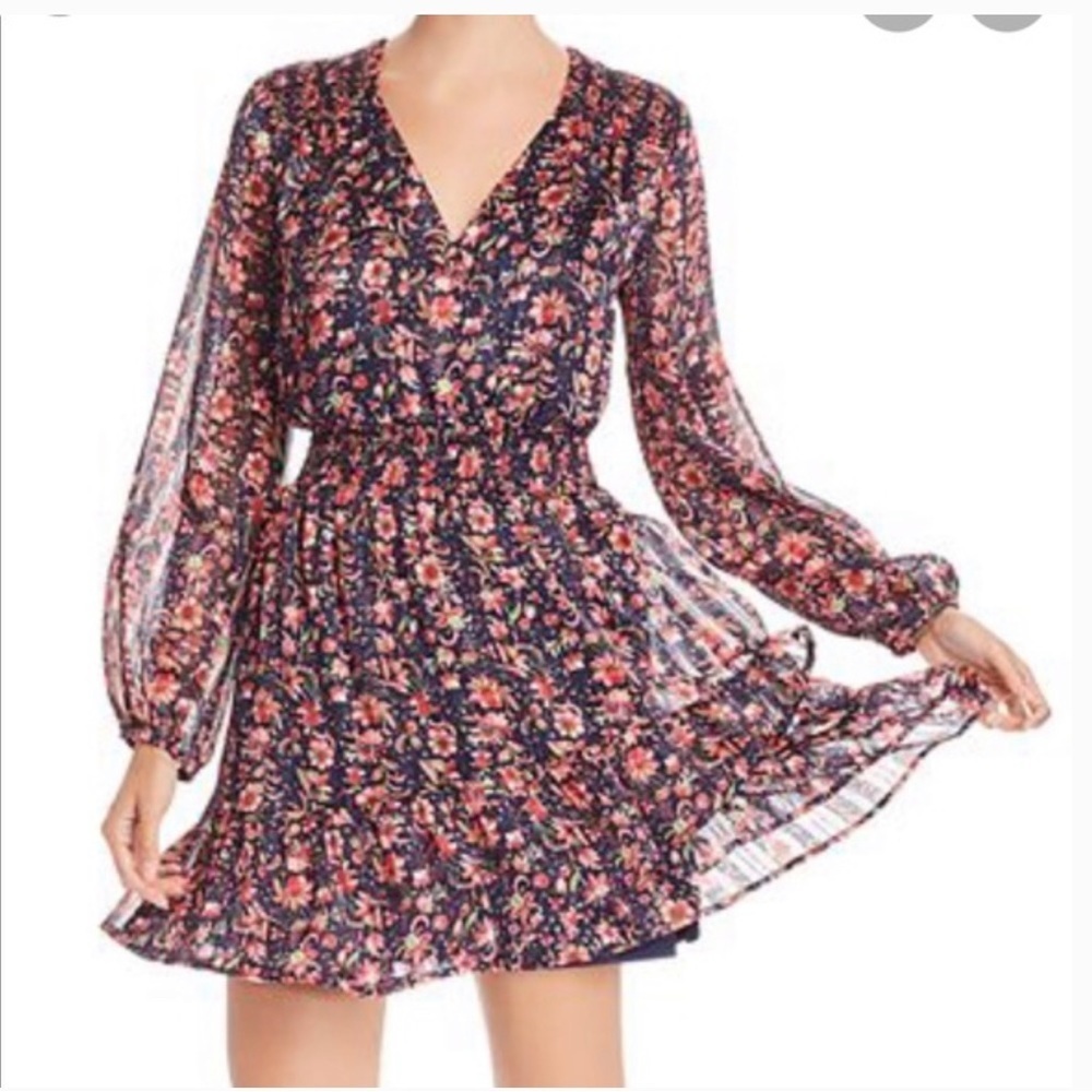 AQUA Ruffled Floral Paisley Dress .Size M